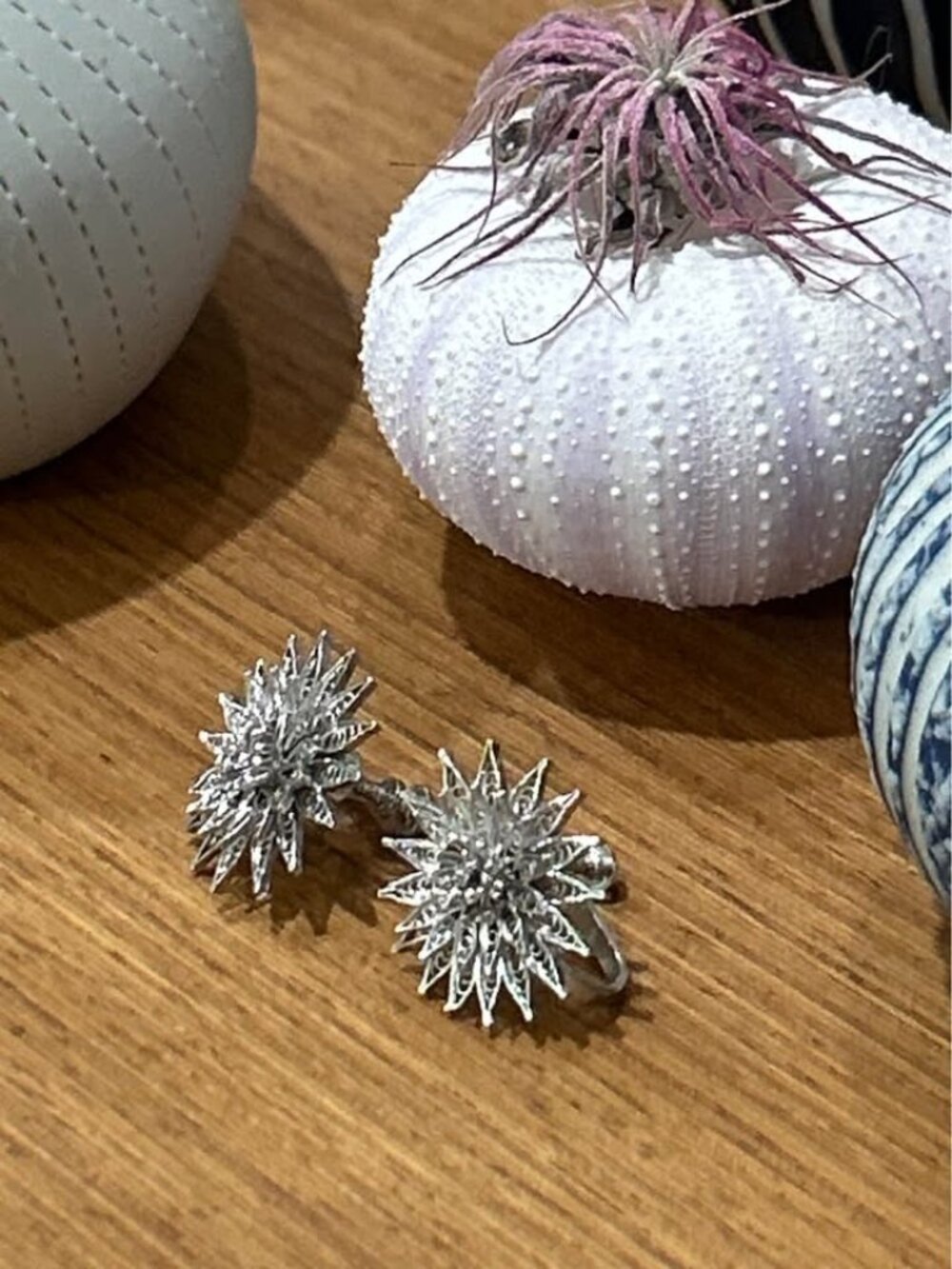 Gorgeous vintage screw back earrings starburst .925 silver - Picture 3 of 4